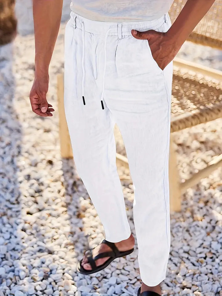 NICHOLS | Wide-Leg Linen Trousers with Drawstring