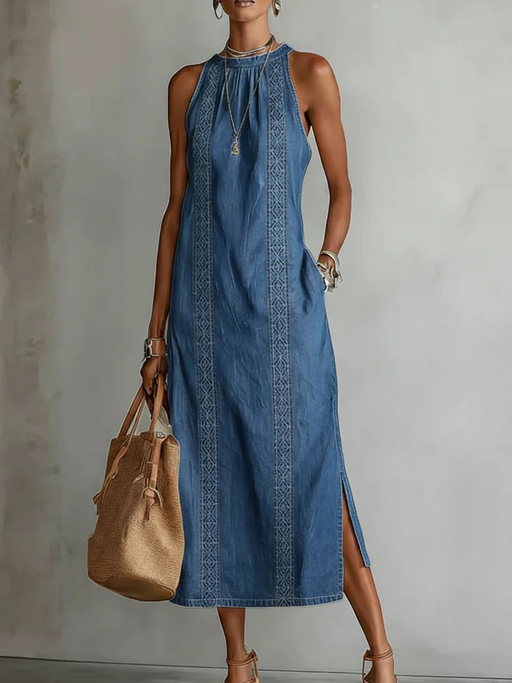 Julia | Robe en denim rétro à dentelle