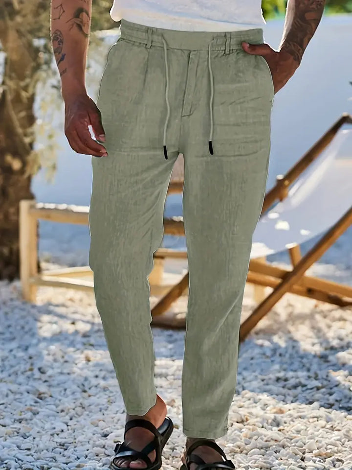 NICHOLS | Wide-Leg Linen Trousers with Drawstring
