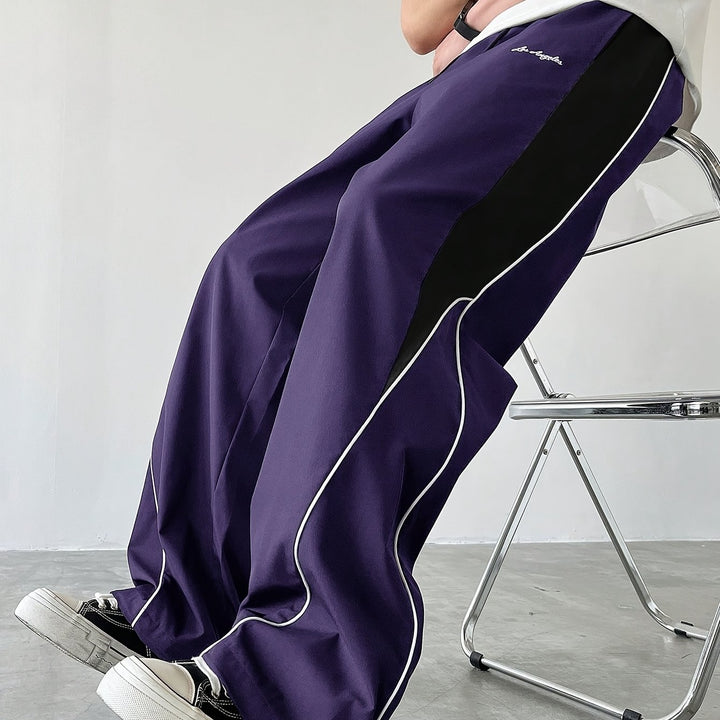 Heren Sportieve Lange Broek, Trendy Color-blocked Veelzijdige Casual Broek