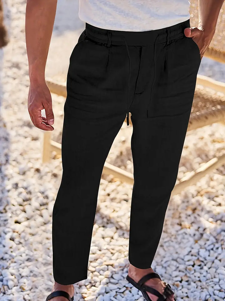 NICHOLS | Wide-Leg Linen Trousers with Drawstring