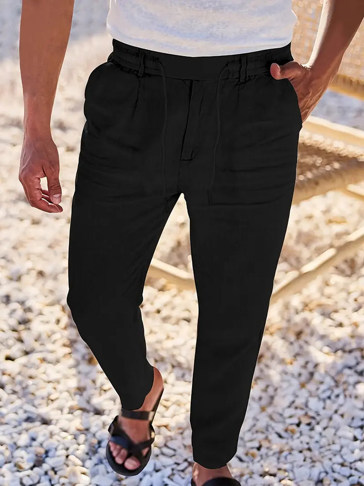 NICHOLS | Wide-Leg Linen Trousers with Drawstring
