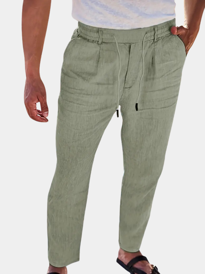 NICHOLS | Wide-Leg Linen Trousers with Drawstring