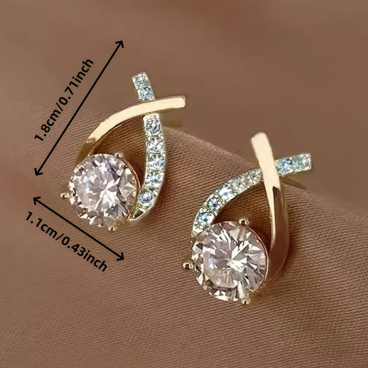 Gold Cross & Zirconia Earrings