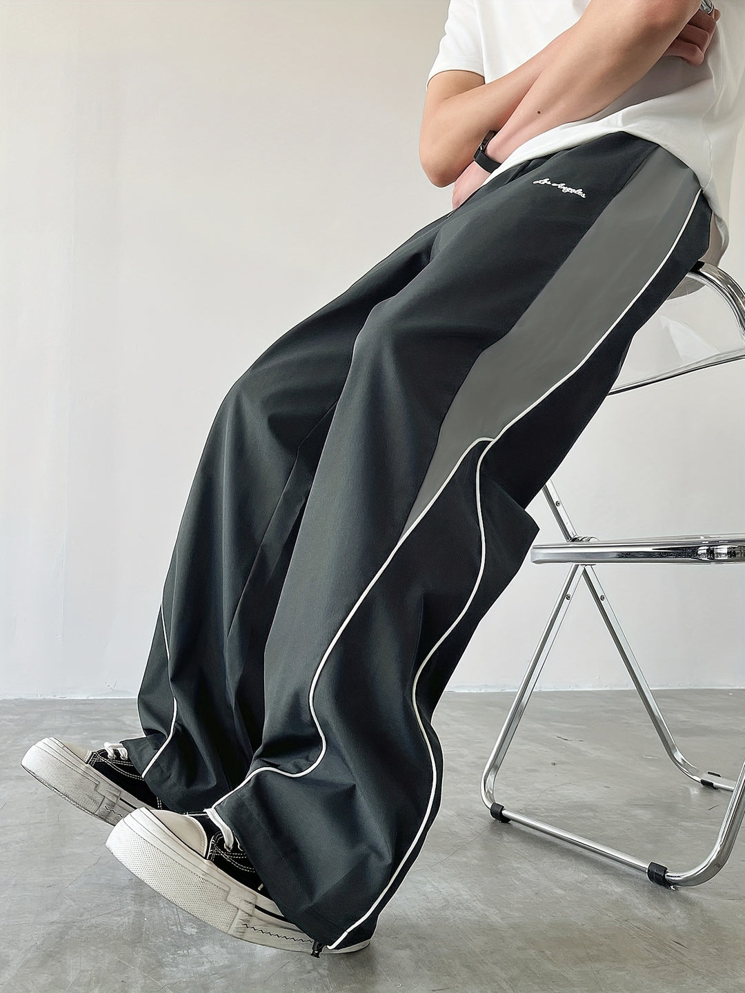 Heren Sportieve Lange Broek, Trendy Color-blocked Veelzijdige Casual Broek