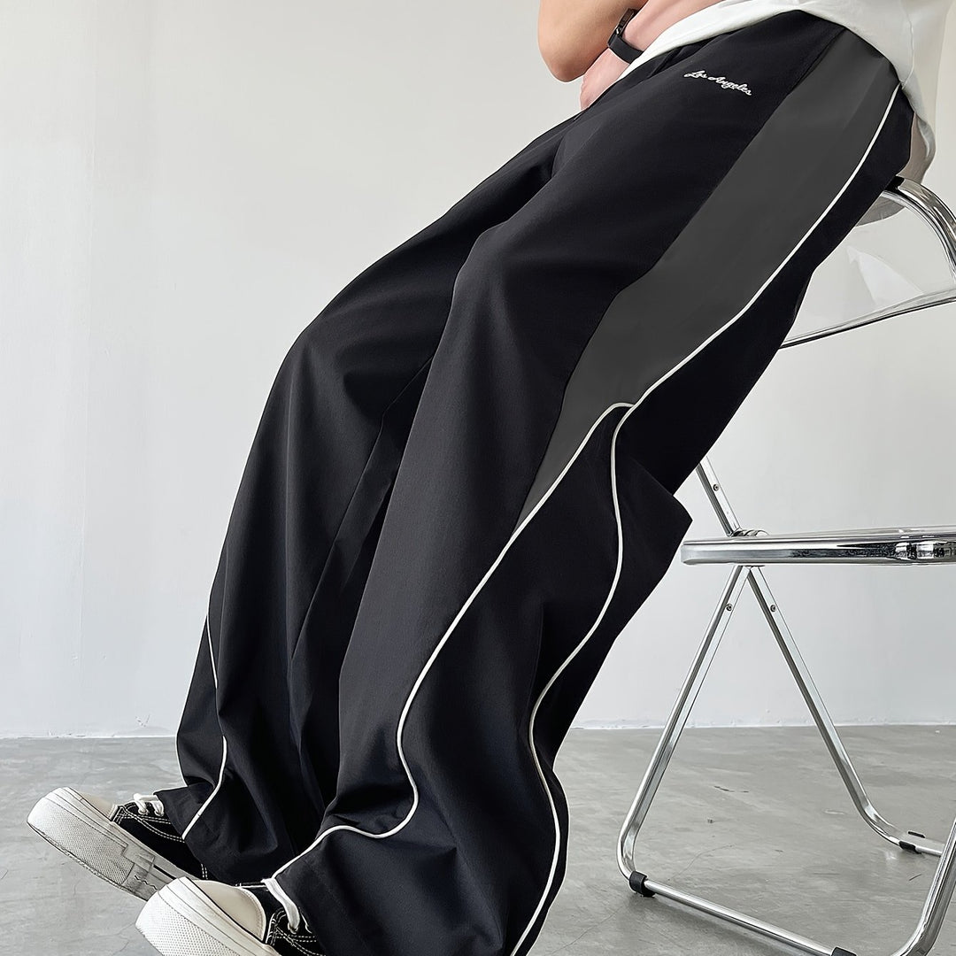 Heren Sportieve Lange Broek, Trendy Color-blocked Veelzijdige Casual Broek