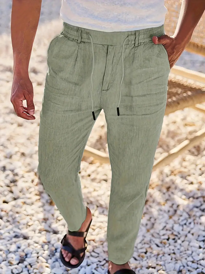 NICHOLS | Wide-Leg Linen Trousers with Drawstring