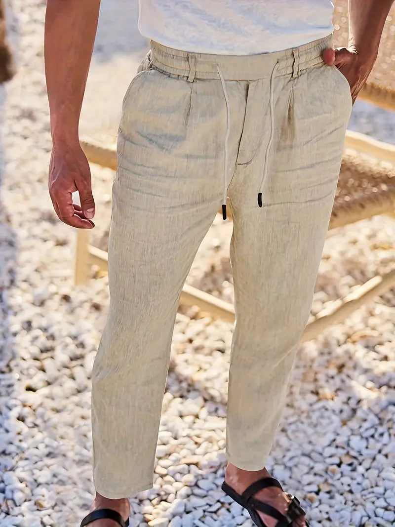 NICHOLS | Wide-Leg Linen Trousers with Drawstring