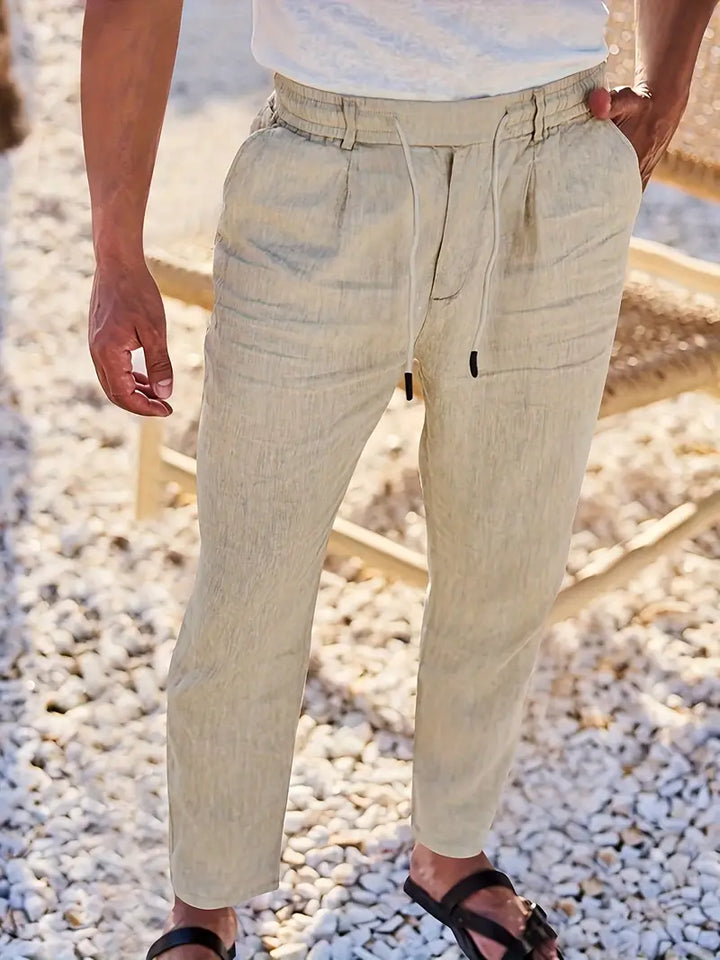 NICHOLS | Wide-Leg Linen Trousers with Drawstring