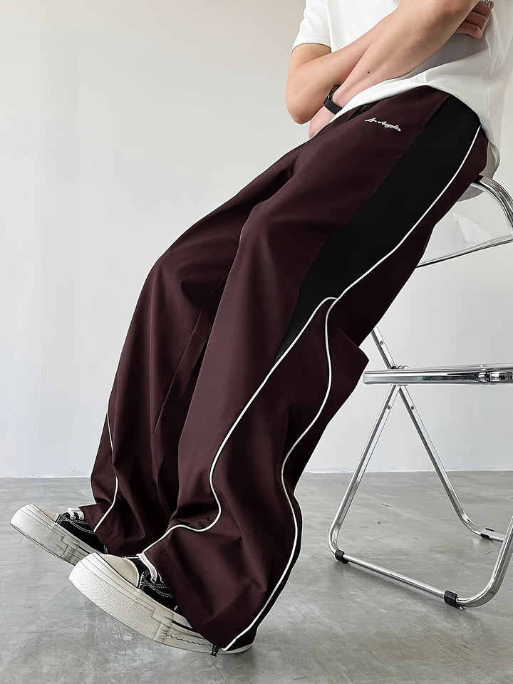 Heren Sportieve Lange Broek, Trendy Color-blocked Veelzijdige Casual Broek