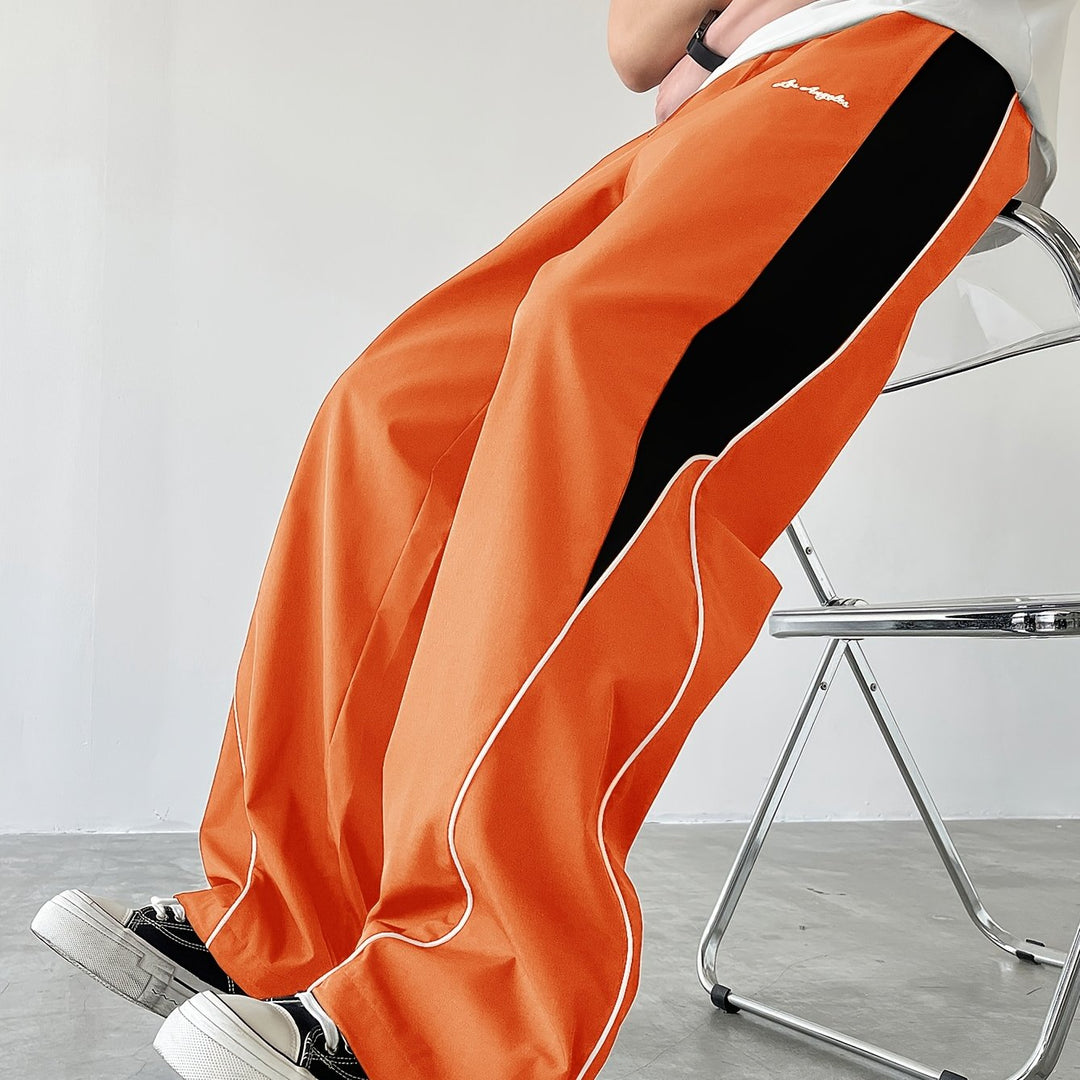Heren Sportieve Lange Broek, Trendy Color-blocked Veelzijdige Casual Broek