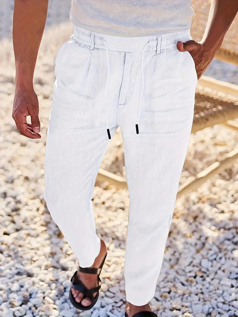 NICHOLS | Wide-Leg Linen Trousers with Drawstring