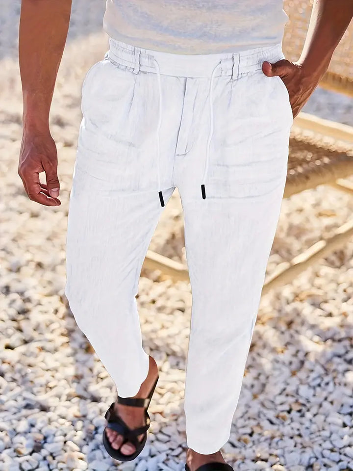 NICHOLS | Wide-Leg Linen Trousers with Drawstring