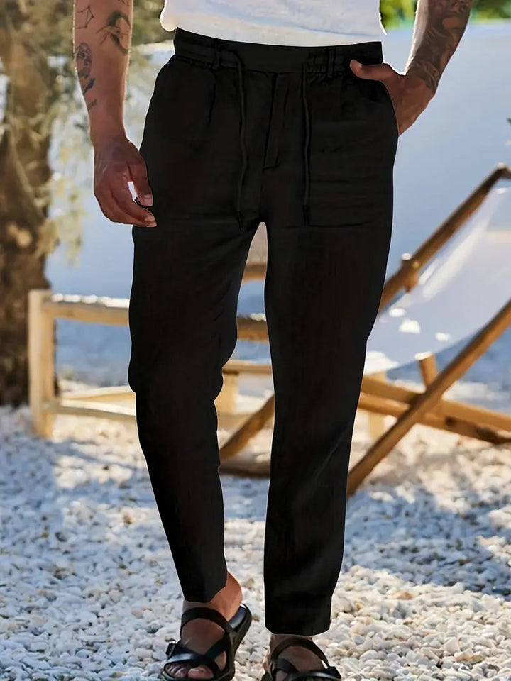 NICHOLS | Wide-Leg Linen Trousers with Drawstring