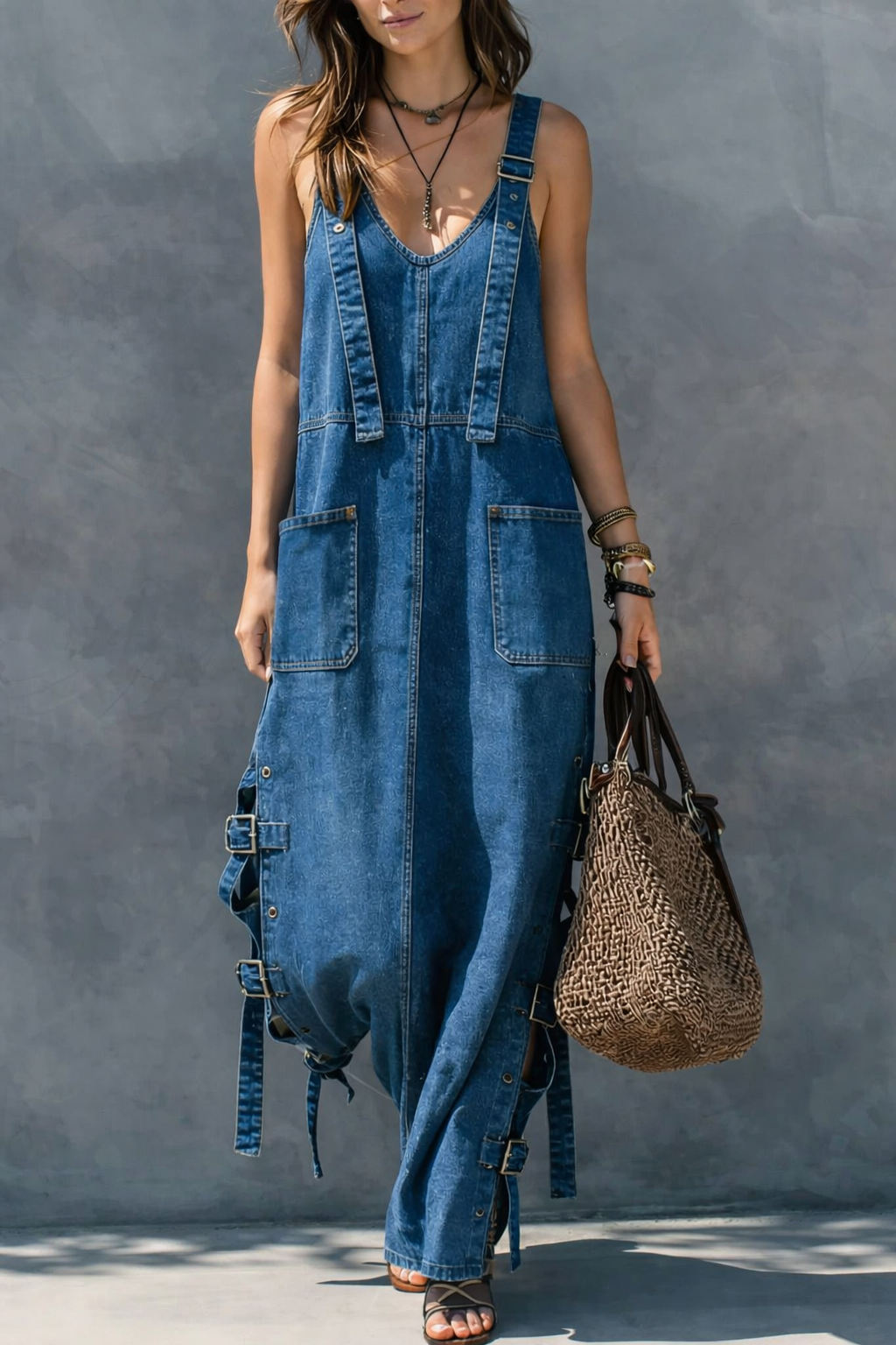 Harper | Combinaison en denim à taille élastique