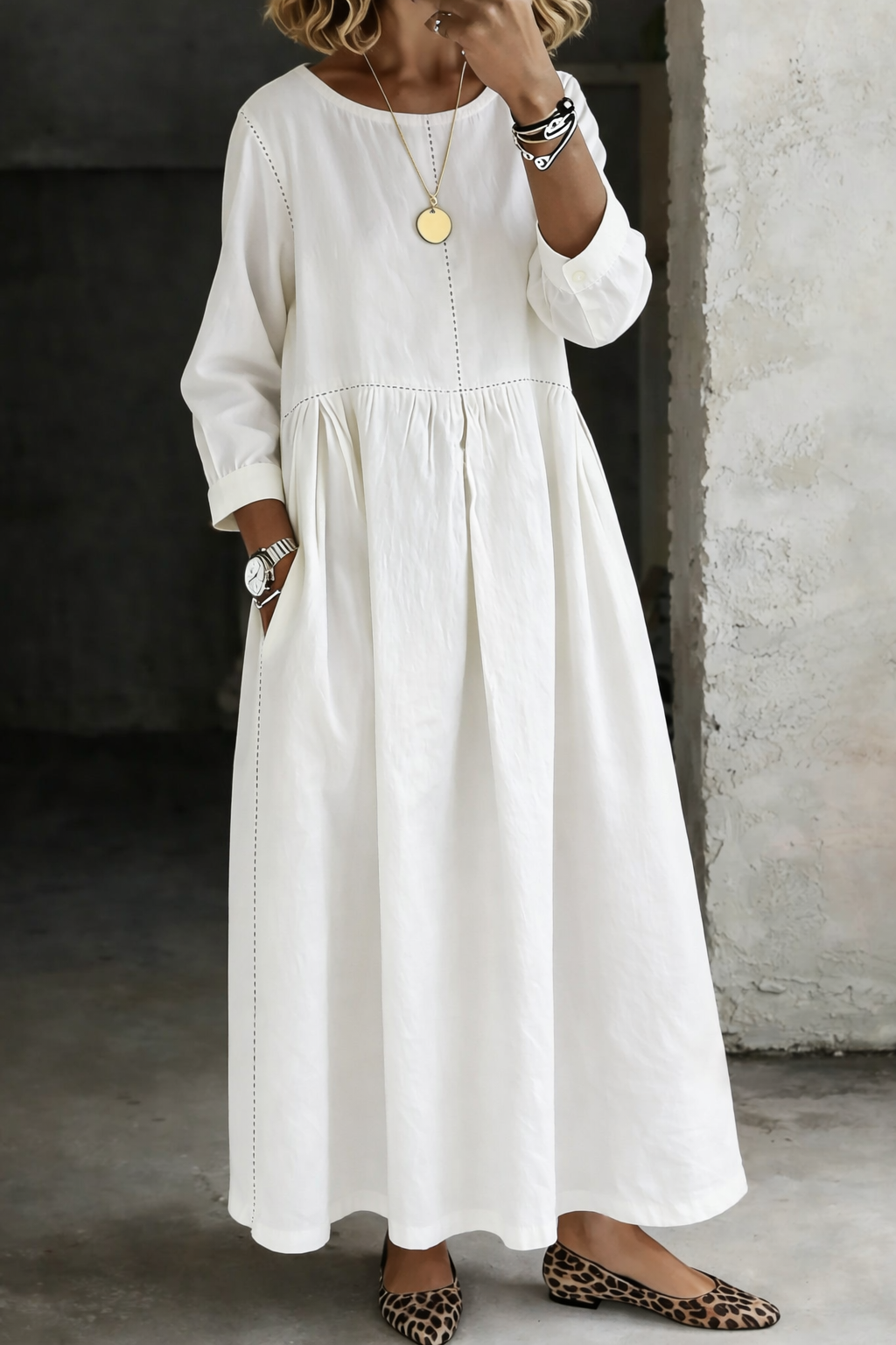 Melissa | Robe en denim manches longues col rond