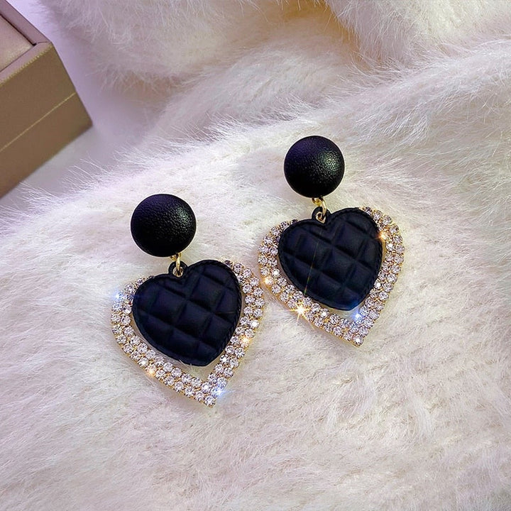 Black & Gold Heart-Shaped Earrings