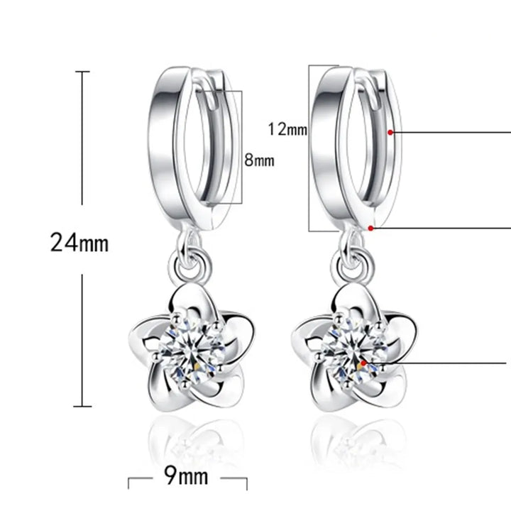 Silver Earrings with Purple & White Zirconia
