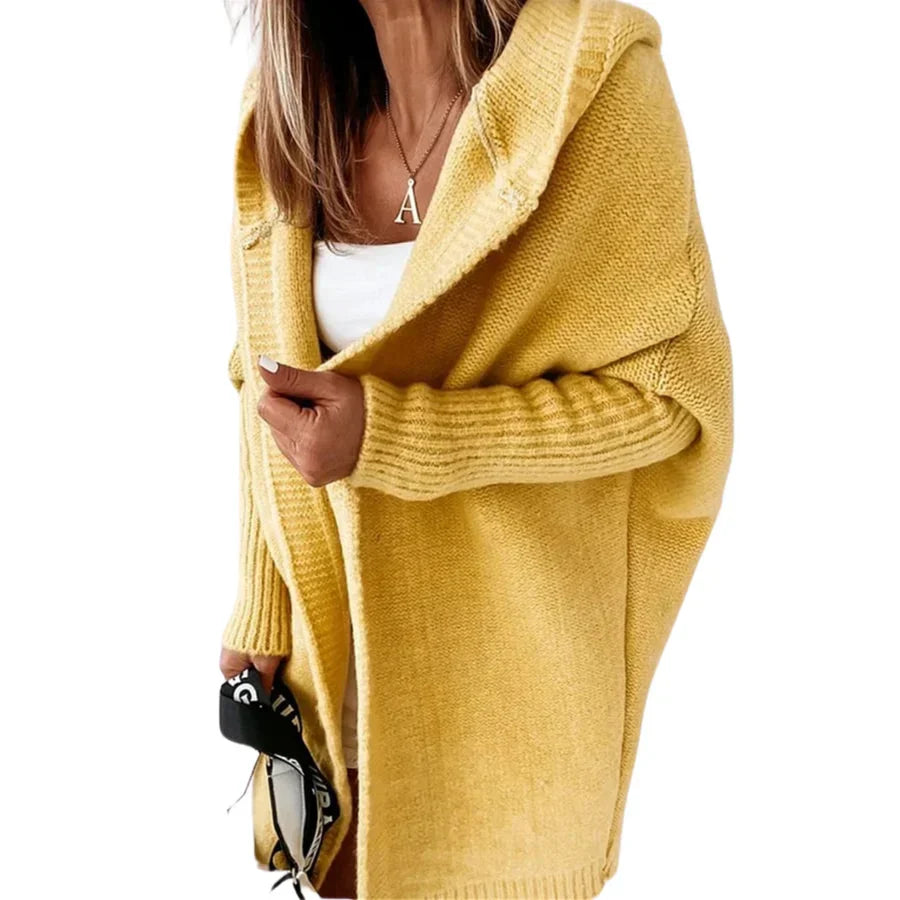 Taylor - Mid-Length Cardigan with Contrast Stitching