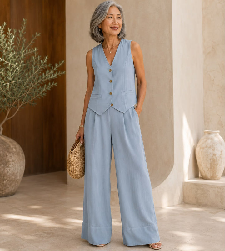 Aira - Ensemble Gilet Boutonné & Pantalon Large