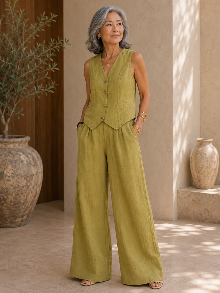 Aira - Ensemble Gilet Boutonné & Pantalon Large