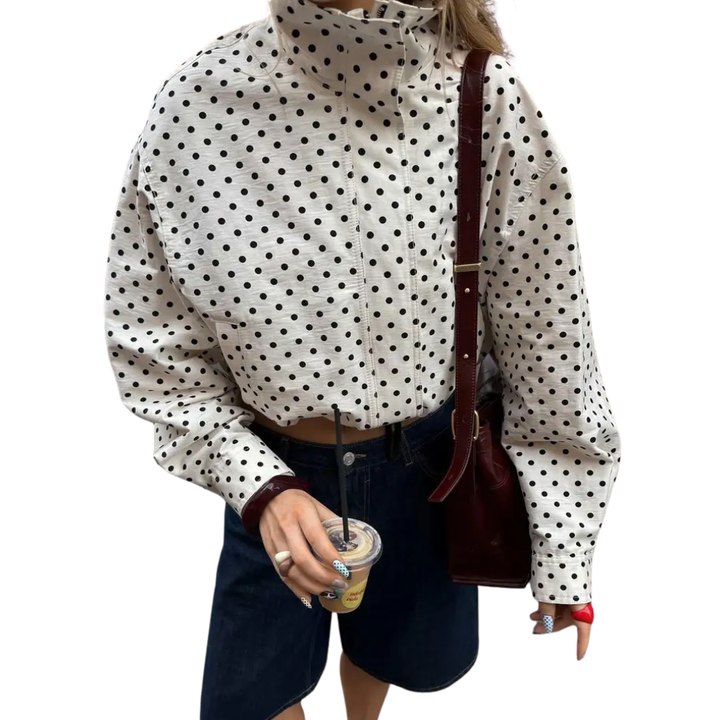 BRIGITTA™ – Chic Polka Dot Blazer Jacket