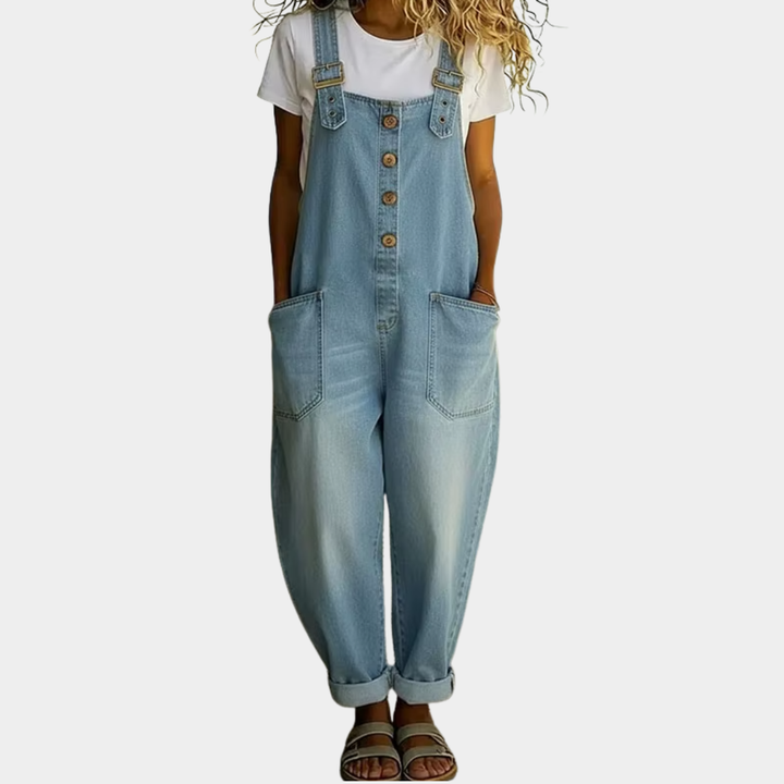 Mae | Salopette effet denim coton doux vintage à bretelles réglables