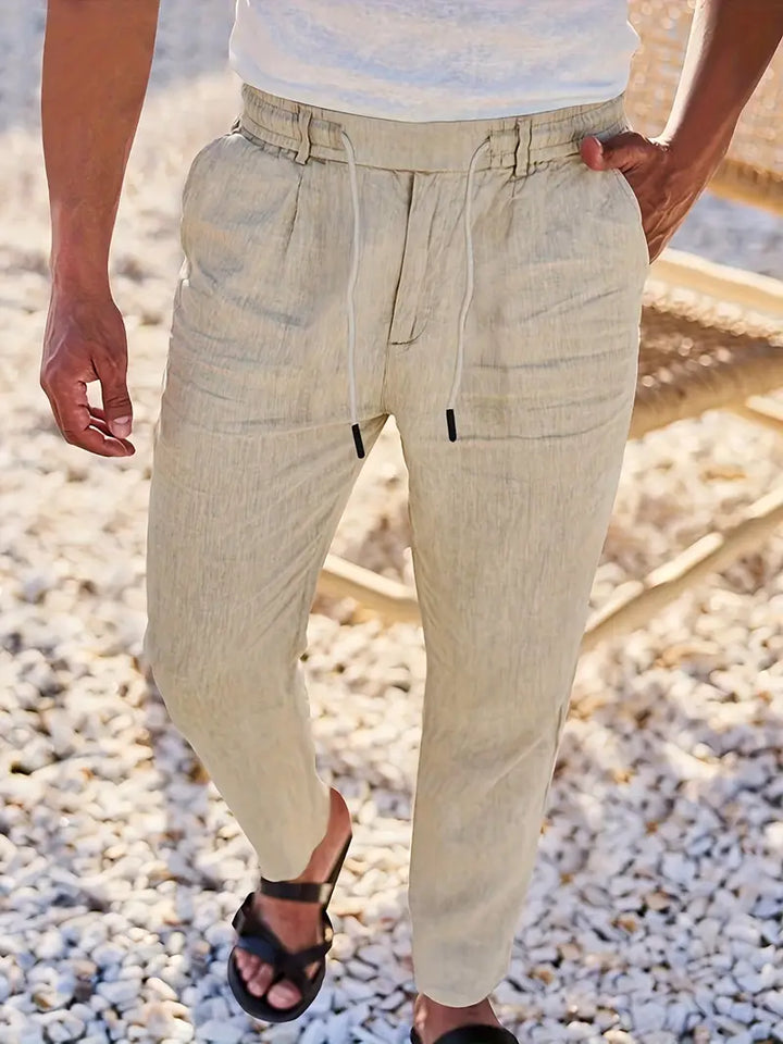NICHOLS | Wide-Leg Linen Trousers with Drawstring