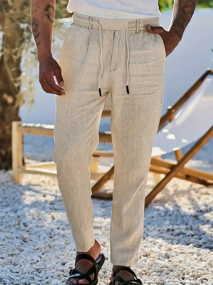 NICHOLS | Wide-Leg Linen Trousers with Drawstring