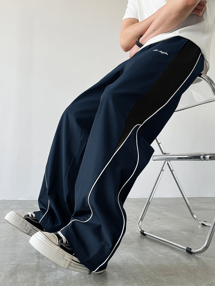 Heren Sportieve Lange Broek, Trendy Color-blocked Veelzijdige Casual Broek