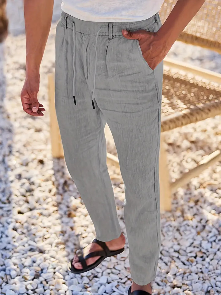 NICHOLS | Wide-Leg Linen Trousers with Drawstring