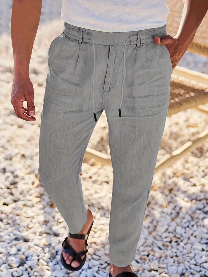 NICHOLS | Wide-Leg Linen Trousers with Drawstring