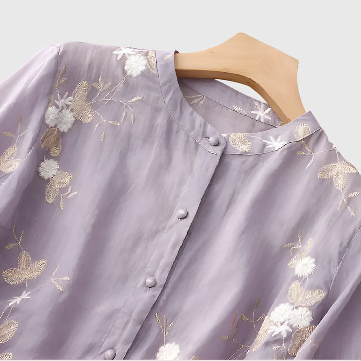 Annie | Elegant Top with Embroidered Flowers