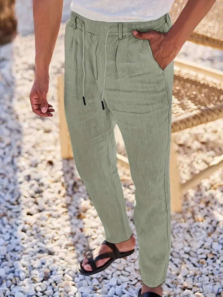 NICHOLS | Wide-Leg Linen Trousers with Drawstring