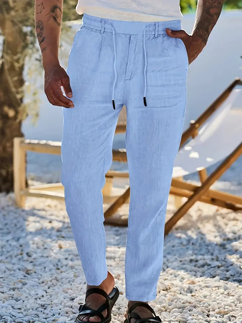 NICHOLS | Wide-Leg Linen Trousers with Drawstring
