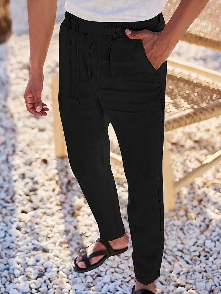 NICHOLS | Wide-Leg Linen Trousers with Drawstring