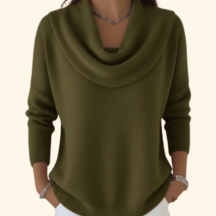 Marie Elegant Cowl Neck Knit Sweater