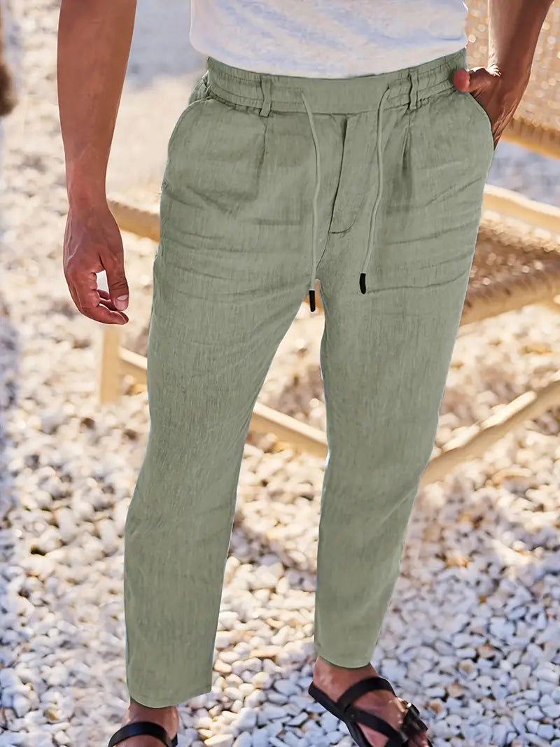NICHOLS | Wide-Leg Linen Trousers with Drawstring