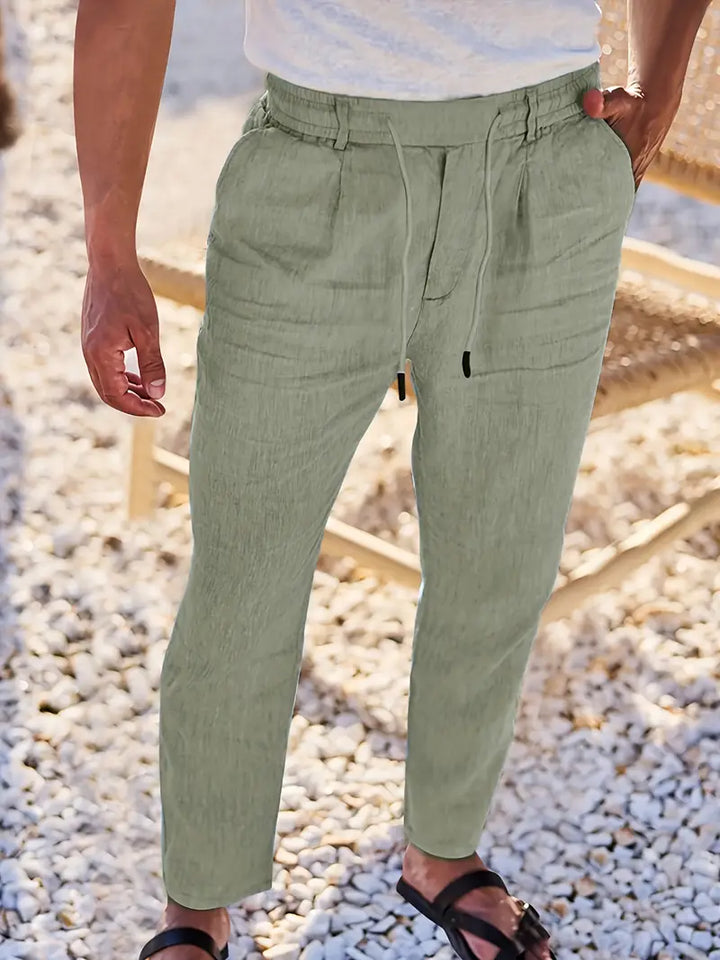 NICHOLS | Wide-Leg Linen Trousers with Drawstring